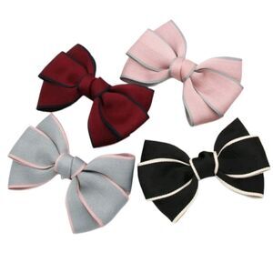 Four Colorblock Hair Bow Barrettes